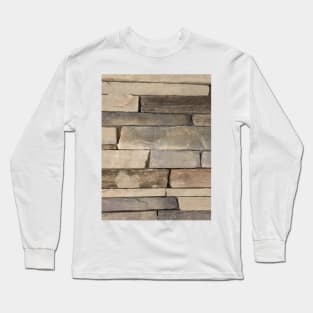 rustic grunge beige grey old wall stone Long Sleeve T-Shirt